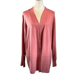 Lety & Me Gabby 2x Pointelle Detail Cardigan in Coral NWT